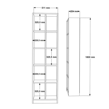 Βιβλιοθήκη Oteca 10θέσεων pakoworld σε λευκή απόχρωση 51.1x25.4x180εκ