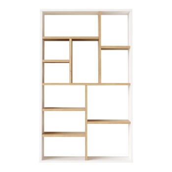 Βιβλιοθήκη Boteca 10θέσεων pakoworld σε oak-λευκή απόχρωση 75x22x123.6εκ