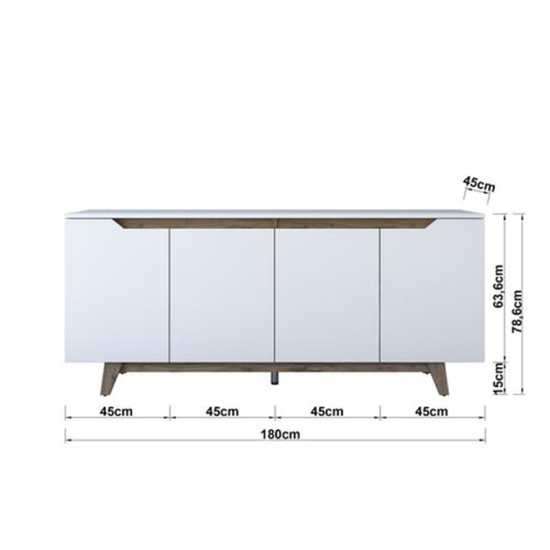 Μπουφές Rafaelo pakoworld λευκό-καρυδί 180x45x78,5εκ Μπουφές Rafaelo pakoworld λευκό-καρυδί 180x45x78,5εκ
