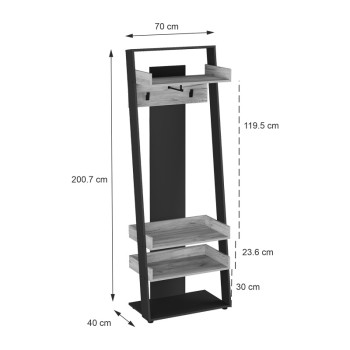 Έπιπλο εισόδου Sciove pakoworld σε ανθρακί-φυσική απόχρωση 70x40x200εκ