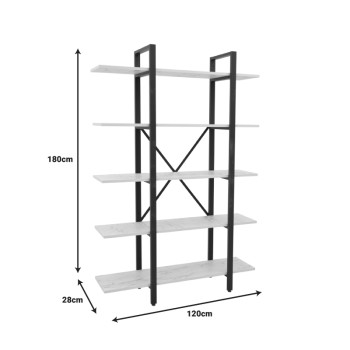 Βιβλιοθήκη Esthon pakoworld σε λευκή όψη μαρμάρου με χρυσό μέταλλο 120x32x180εκ