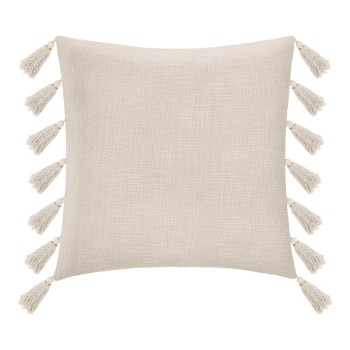 Μαξιλάρι διακοσμητικό Erden pakoworld με κρόσσια ύφασμα σε ιβουάρ απόχρωση 50x50εκ