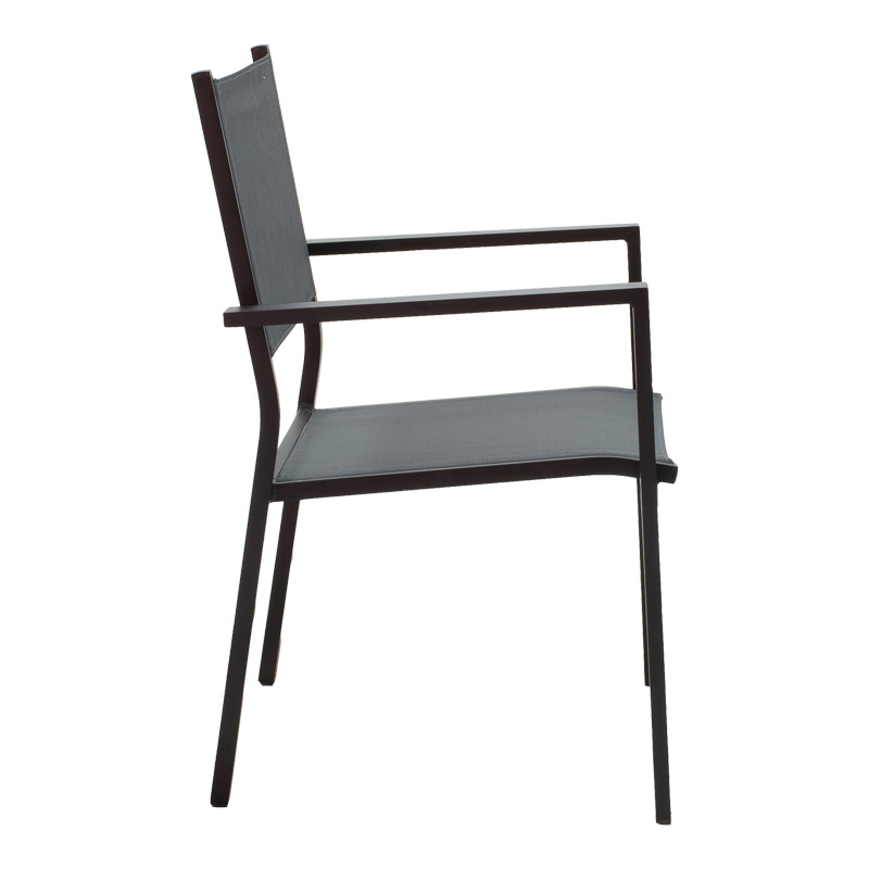 Τραπεζαρία κήπου Nares-Moly σετ 7τεμ pakoworld αλουμίνιο μαύρο-textilene γκρι