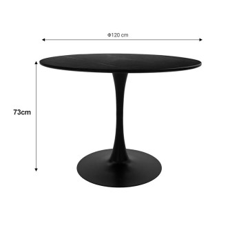 Τραπεζαρία Balou-Julita σετ 5τεμ pakoworld MDF και pp σε μαύρη-φυσική απόχρωση Φ100x73εκ