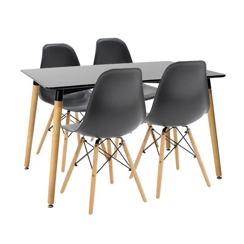 Τραπεζαρία Natali-Julita pakoworld σετ 5τεμ μαύρο-φυσικό 120x80x76εκ