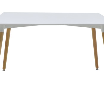 Tραπεζαρία Natali-Gaston σετ 5τμχ λευκό σε απόχρωση λευκό-φυσικό 120x80x73εκ