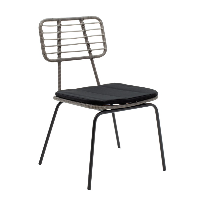 Τραπεζαρία Naoki - Kliton σετ 5τεμ pakoworld ανθρακί αλουμίνιο και μέταλλο σε μαύρη απόχρωση 80x80x74εκ