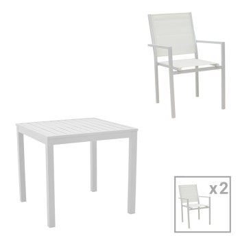 Τραπεζαρία Zacreta- Kliton σετ 3τεμ pakoworld αλουμίνιο σε λευκή απόχρωση 80x80x74εκ