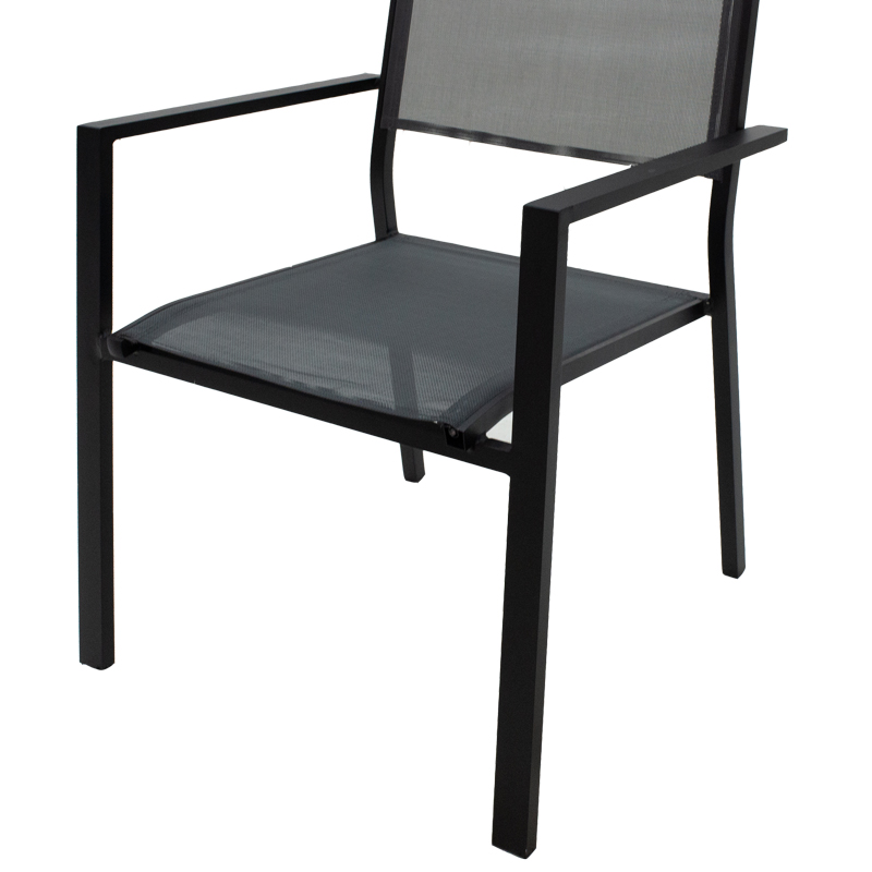 Τραπεζαρία Moly - Kliton σετ 5τεμ pakoworld ανθρακί και μαύρο αλουμίνιο-textilene σε ανθρακί απόχρωση 80x80x74εκ