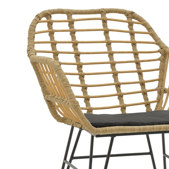 Τραπεζαρία Naoki V σετ 5τεμ pakoworld rattan pe σε φυσική απόχρωση και μαύρο μέταλλο 80x80x78εκ Τραπεζαρία Naoki V σετ 5τεμ pakoworld rattan pe σε φυσική απόχρωση και μαύρο μέταλλο 80x80x78εκ