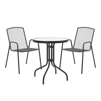 Τραπεζαρία Watson-Pomedon pakoworld σετ 3τεμ μέταλλο σε μαύρη απόχρωση