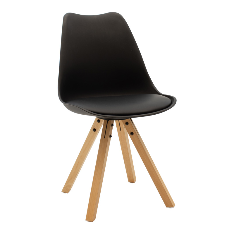 Τραπεζαρία Natali-Caron pakoworld σετ 5τεμ mdf σε μαύρη-φυσική απόχρωση 120x80x76εκ