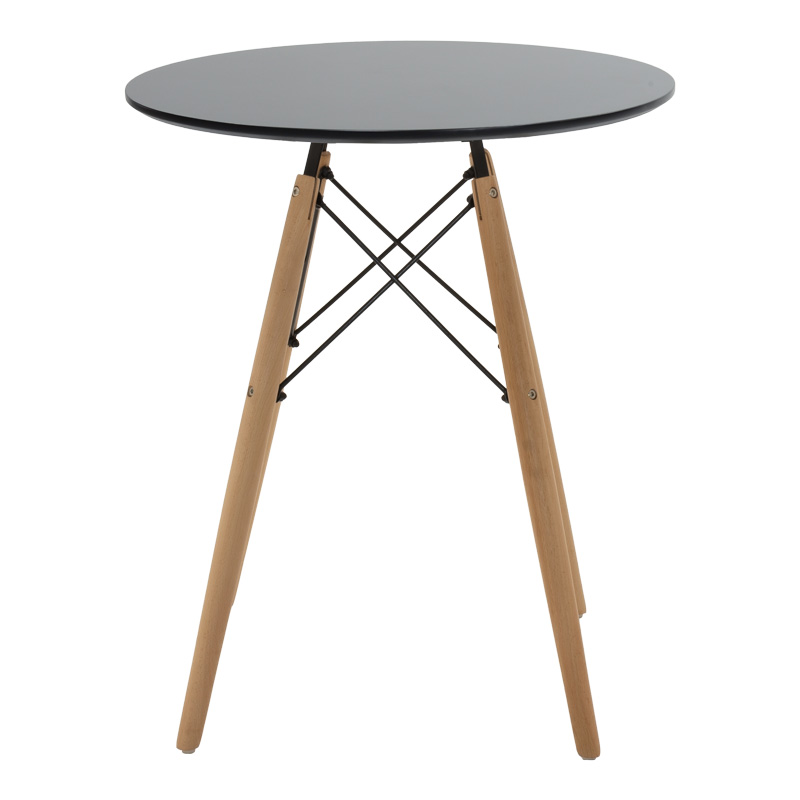 Τραπεζαρία Julita pakoworld σετ 3τεμ MDF μαύρο-ξύλο οξιάς σε φυσική απόχρωση Φ60x73εκ