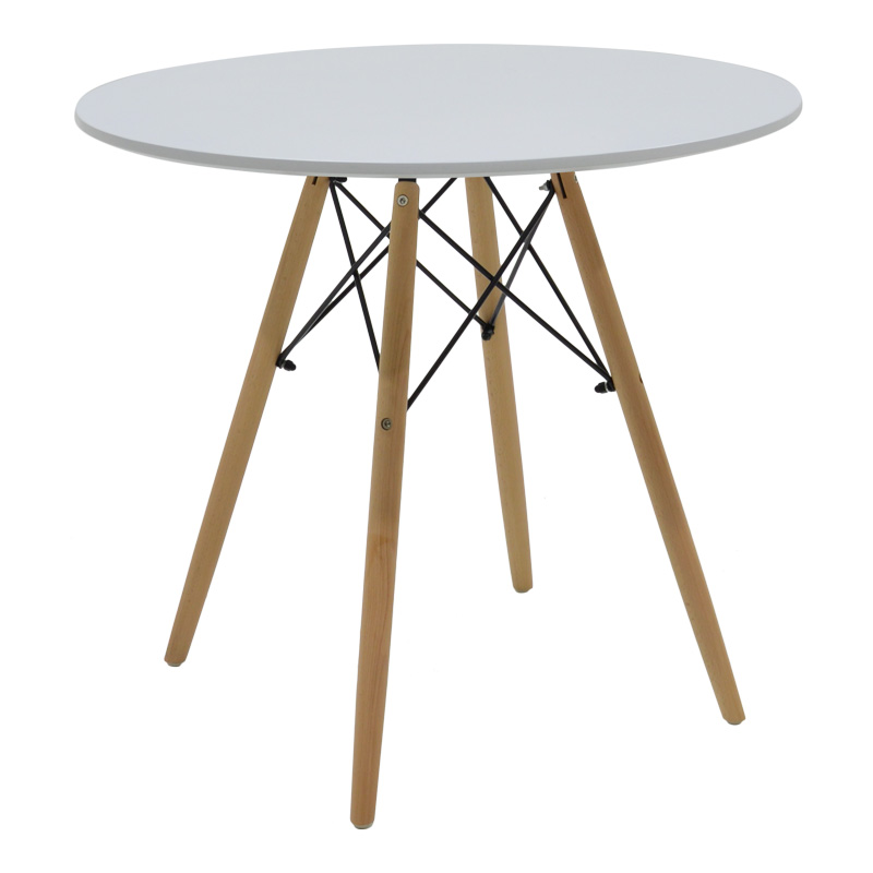 Τραπεζαρία Julita σετ 5τεμ pakoworld MDF και ξύλο οξιάς σε λευκή-φυσική απόχρωση Φ80x73εκ