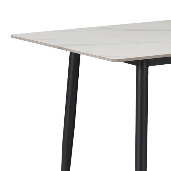 Τραπεζαρία Aurora I-Gustas pakoworld σετ 5τεμ sintered stone-μαύρο 120x60x75εκ