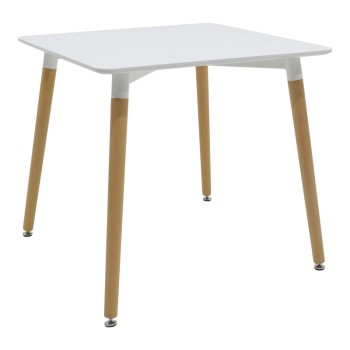 Τραπεζαρία Natali-Noor pakoworld σετ 3τεμ MDF λευκό-μπεζ-πόδια φυσικό 80x80x76εκ