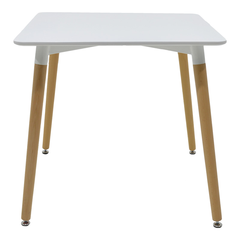 Τραπεζαρία Natali-Noor pakoworld σετ 3τεμ  MDF λευκό-μπεζ-πόδια φυσικό 80x80x76εκ