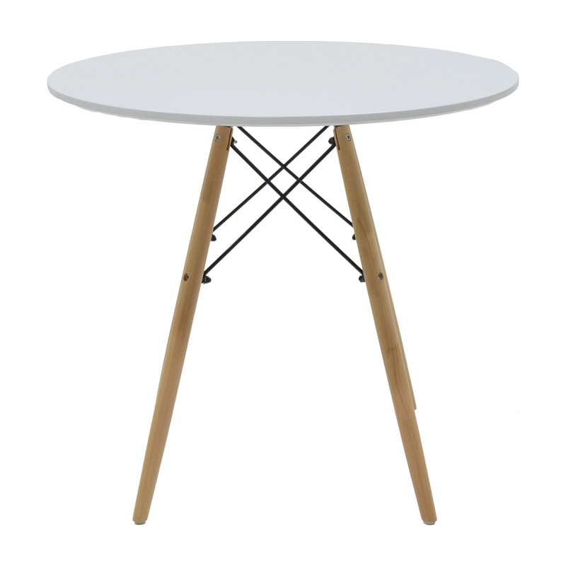 Τραπεζαρία Julita-Noor pakoworld σετ 5τεμ MDF λευκό-μπεζ ύφασμα Φ80x73εκ