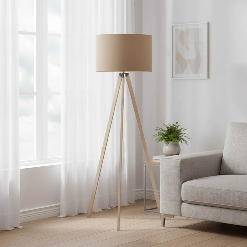 Φωτιστικό δαπέδου PWL-1060 pakoworld Ε27 φυσικό-μόκα Φ38x140εκ