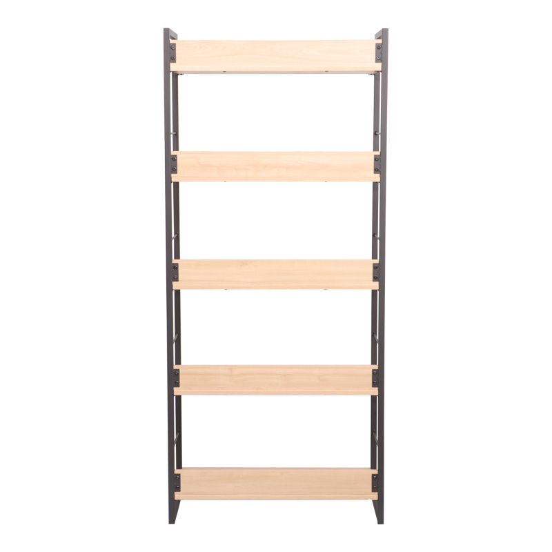 Βιβλιοθήκη Dorfie pakoworld σε φυσική απόχρωση με μαύρο μέταλλο 70x30x159εκ