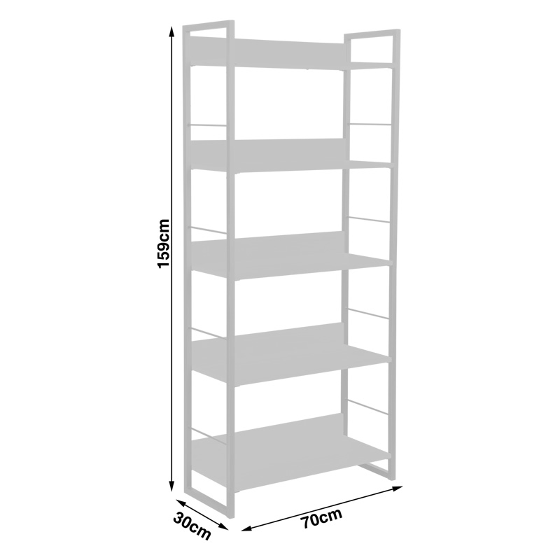 Βιβλιοθήκη Dorfie pakoworld σε φυσική απόχρωση με μαύρο μέταλλο 70x30x159εκ