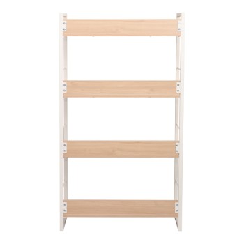 Βιβλιοθήκη Dorfie pakoworld σε φυσική απόχρωση με λευκό μέταλλο 70x30x124.5εκ