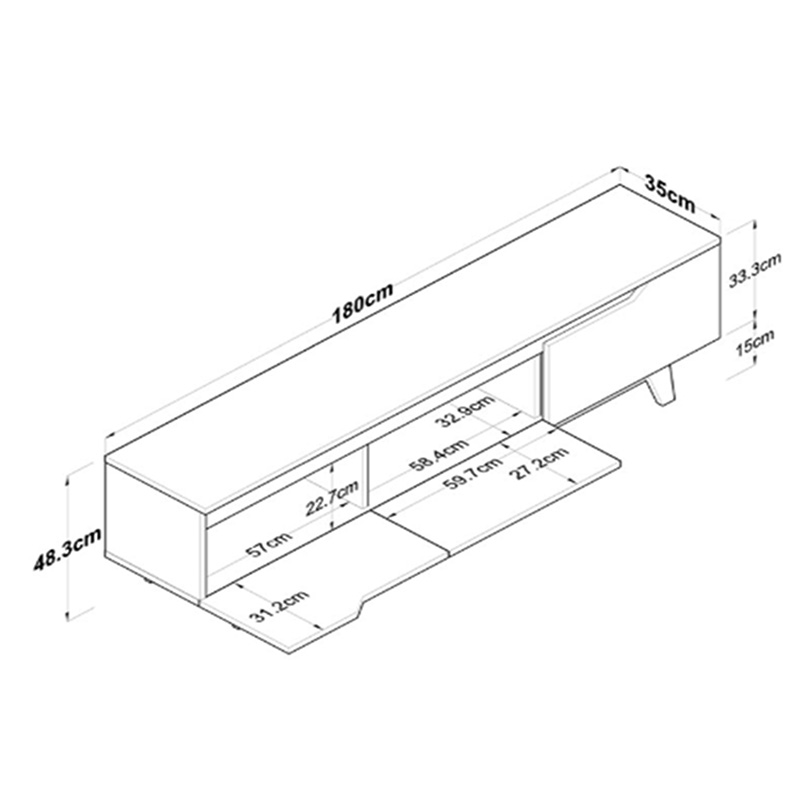 Έπιπλο τηλεόρασης Kasandra pakoworld σε μπεζ μαρμάρου-sonoma απόχρωση 180x35x48.5εκ
