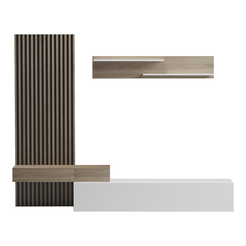 Σύνθετο σαλονιού Litende pakoworld σε λευκή-sonoma απόχρωση 249.4x42.2x199.5εκ