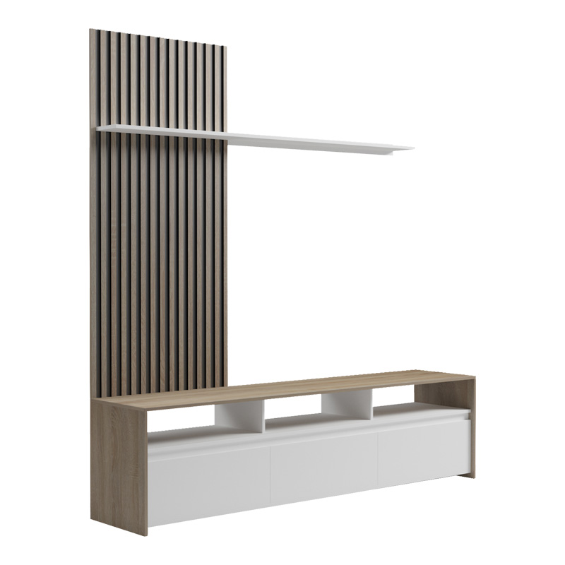 Σύνθετο σαλονιού Delfina pakoworld σε sonoma με λευκή απόχρωση 190x40x199.5εκ