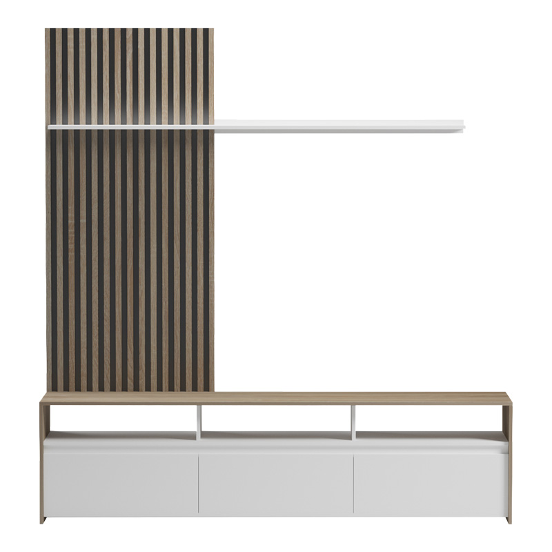 Σύνθετο σαλονιού Delfina pakoworld σε sonoma με λευκή απόχρωση 190x40x199.5εκ