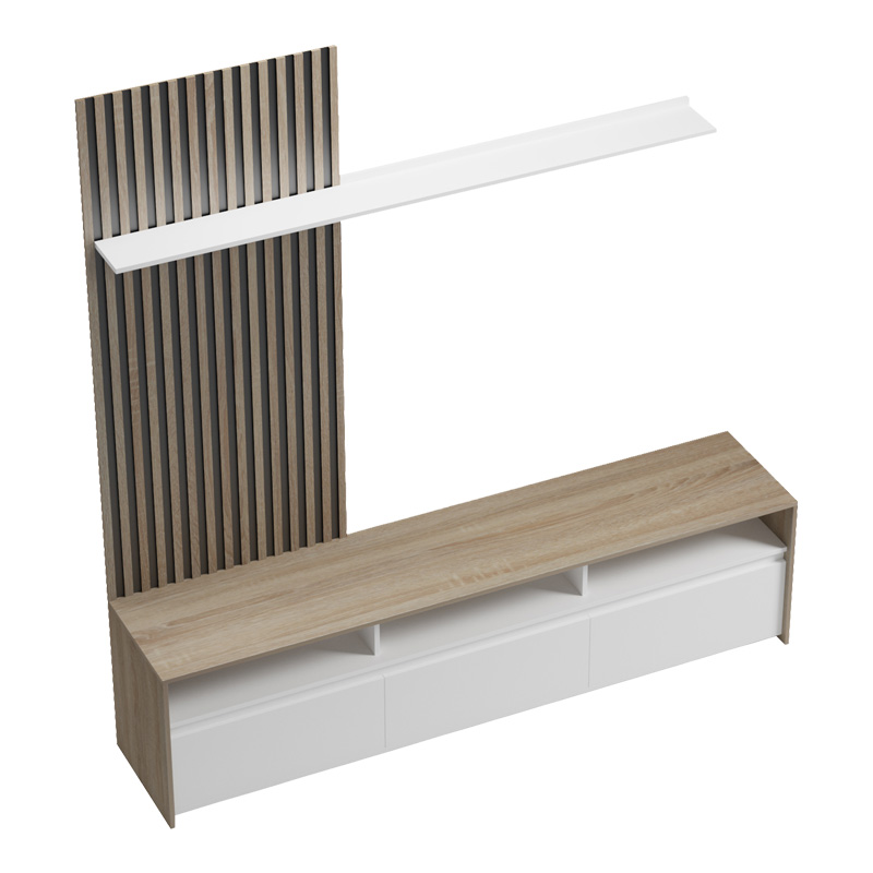 Σύνθετο σαλονιού Delfina pakoworld σε sonoma με λευκή απόχρωση 190x40x199.5εκ