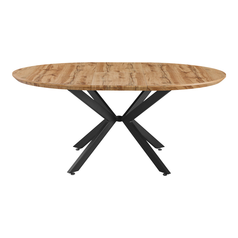 Τραπέζι επεκτεινόμενο Edina pakoworld mdf σε sonoma απόχρωση με μαύρα μεταλλικά πόδια 130-170x130x75εκ