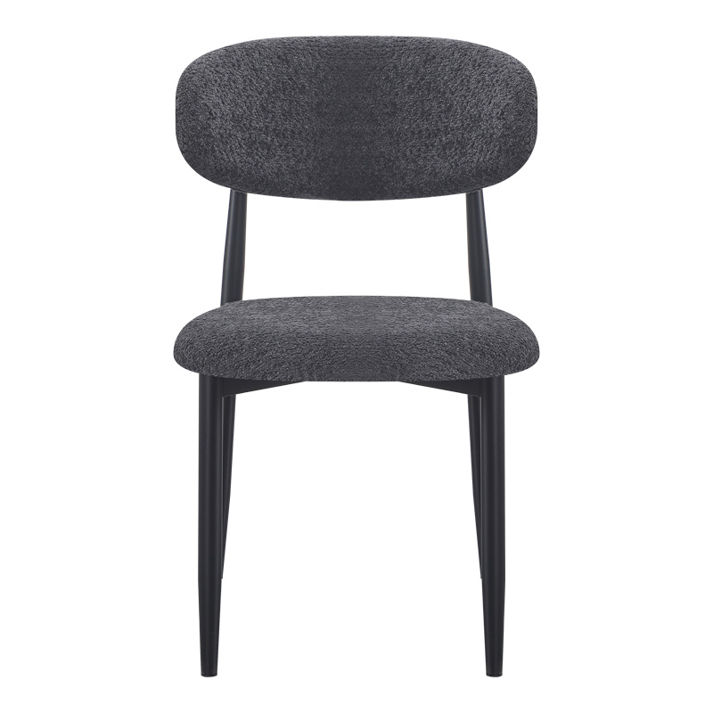 Καρέκλα Folegio pakoworld μπουκλέ σε ανθρακί απόχρωση με μαύρα πόδια 50x57x79.5εκ