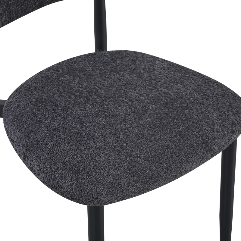 Καρέκλα Folegio pakoworld μπουκλέ σε ανθρακί απόχρωση με μαύρα πόδια 50x57x79.5εκ