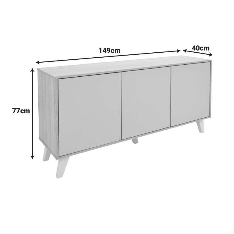 Μπουφές Billie pakoworld sonoma-γκρι 149x40x77εκ