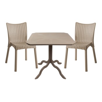 Τραπεζαρία Icon-Confident pakoworld σετ 3τεμ PP σε cappuccino απόχρωση