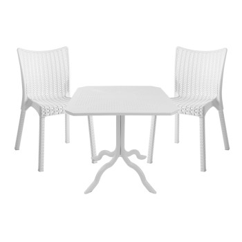 Τραπεζαρία Icon-Confident pakoworld σετ 3τεμ PP σε λευκή απόχρωση