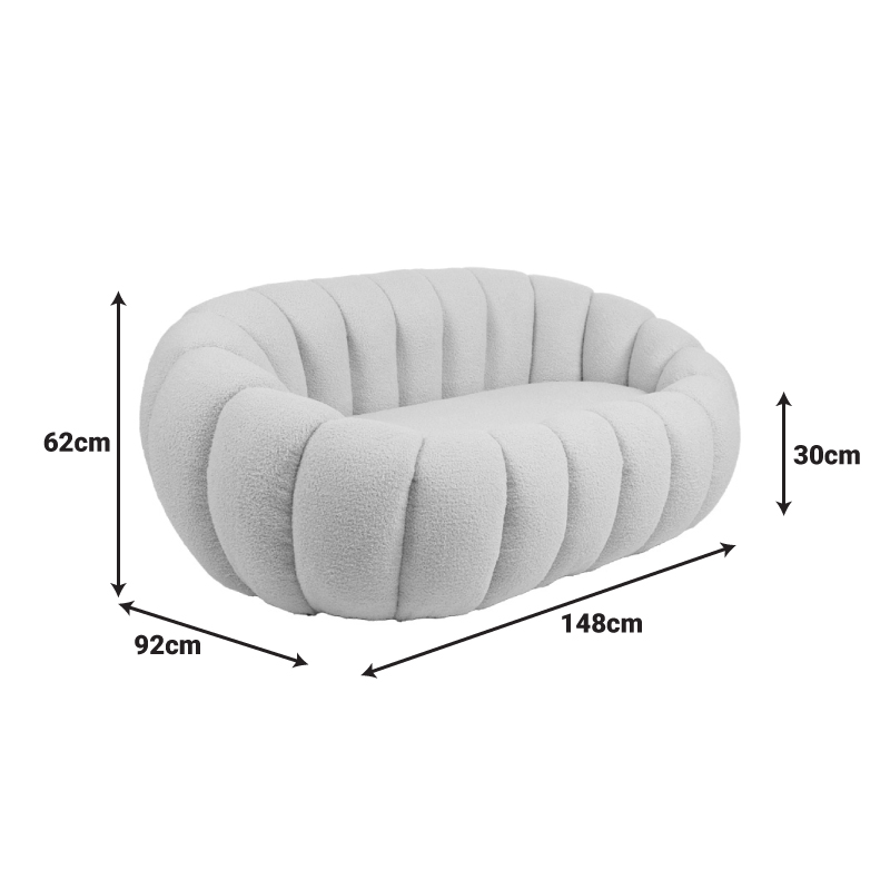 Καναπές 2θέσιος Yannick pakoworld μπουκλέ ύφασμα σε μπεζ απόχρωση 148x92x62εκ