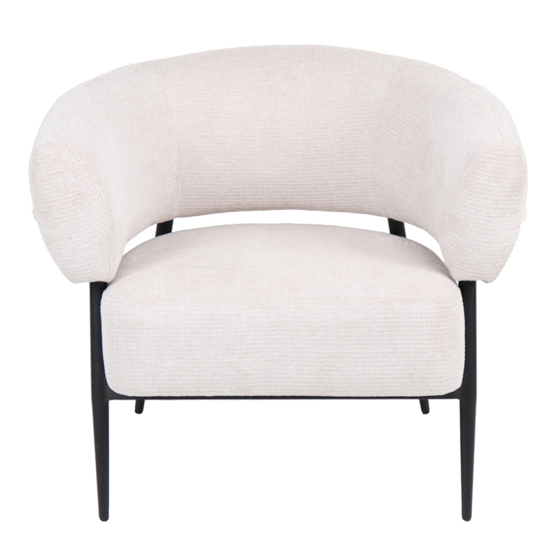 Πολυθρόνα Penfel pakoworld ύφασμα σε κρεμ απόχρωση με πόδι μαύρο μέταλλο 85x72x73εκ