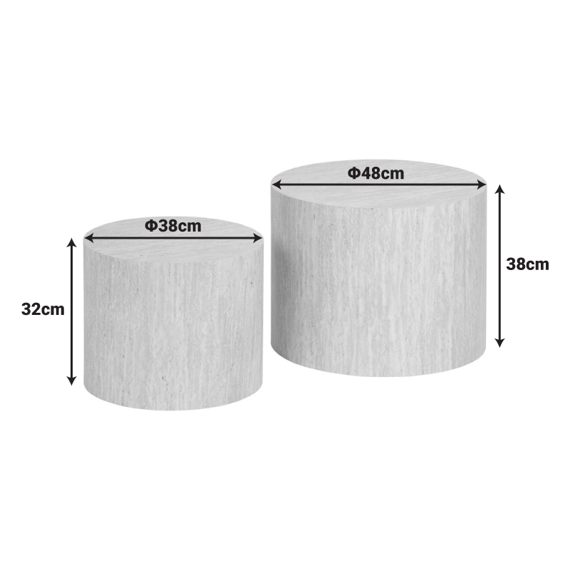 Βοηθητικά τραπεζάκια 2τεμ Zonar  pakoworld MDF σε όψη τραβερτίνας