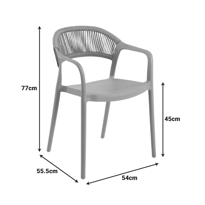 Πολυθρόνα Ankara pakoworld στοιβαζόμενη pp-pe rattan σε μόκα-φυσική απόχρωση 54x55.5x77εκ