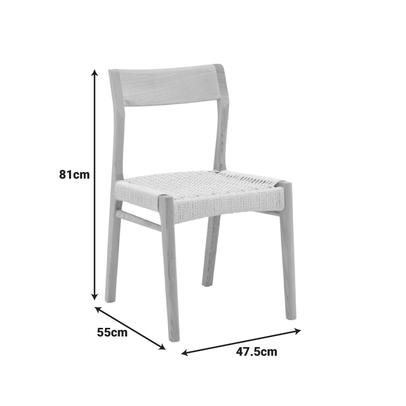 Καρέκλα Karlinda pakoworld ξύλο οξιάς-έδρα σχοινί σε φυσική απόχρωση 47.5x55x81εκ