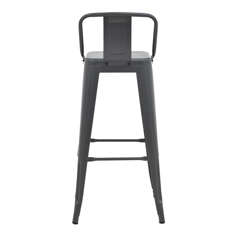 Σκαμπό μπαρ με πλάτη Utopia pakoworld μέταλλο σε ανθρακί απόχρωση 42x42x97εκ