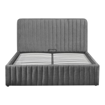 Κρεβάτι διπλό Zilin pakoworld ύφασμα ανθρακί με αποθηκευτικό χώρο 160x200εκ