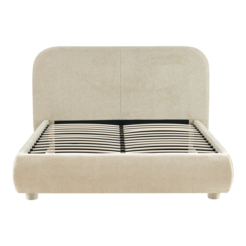 Κρεβάτι Salena pakoworld ύφασμα σε μπεζ απόχρωση 160x200εκ