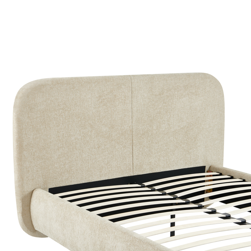 Κρεβάτι Salena pakoworld ύφασμα σε μπεζ απόχρωση 160x200εκ