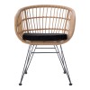 Πολυθρόνα Naoki pakoworld με μαξιλάρι pe rattan σε φυσική απόχρωση και μαύρα μεταλλικά πόδια 63x61x79εκ