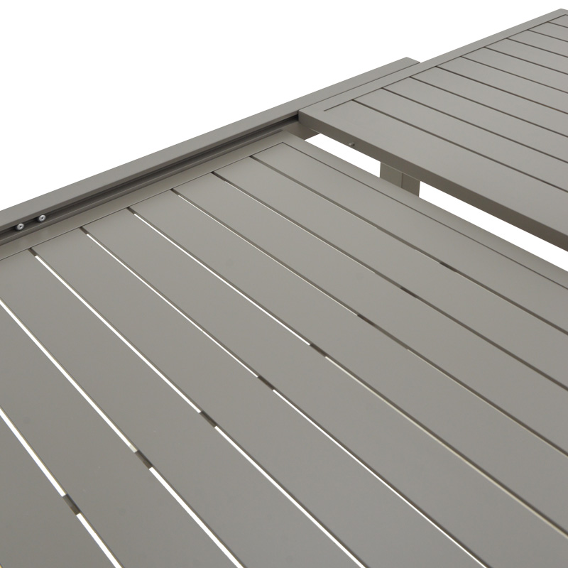 Τραπεζαρία Lafla-Azelie pakoworld σετ 9τεμ σαμπανιζέ αλουμίνιο και plywood σε φυσική απόχρωση 160-240x100x75εκ