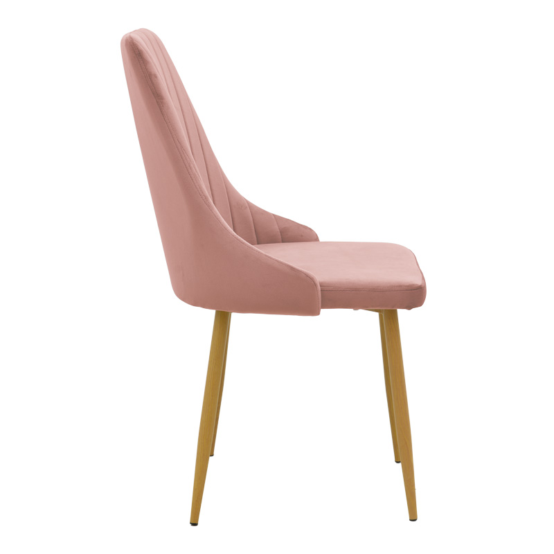 Καρέκλα Azori pakoworld σάπιο μήλο βελούδο με πόδι μετάλλου σε φυσική απόχρωση 49x55x85εκ