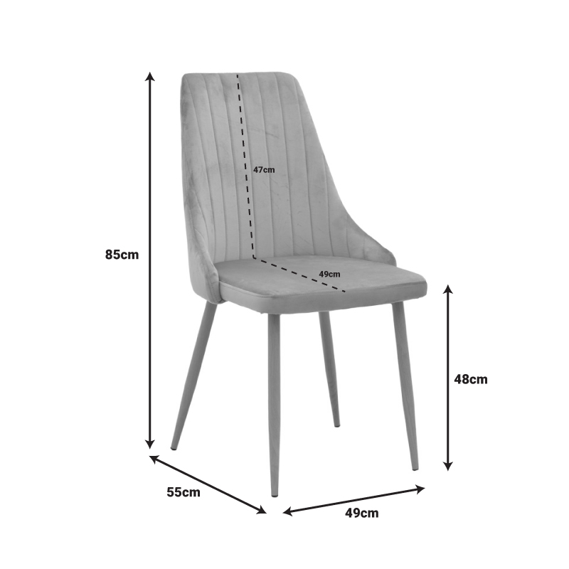 Καρέκλα Azori pakoworld σάπιο μήλο βελούδο με πόδι μετάλλου σε φυσική απόχρωση 49x55x85εκ